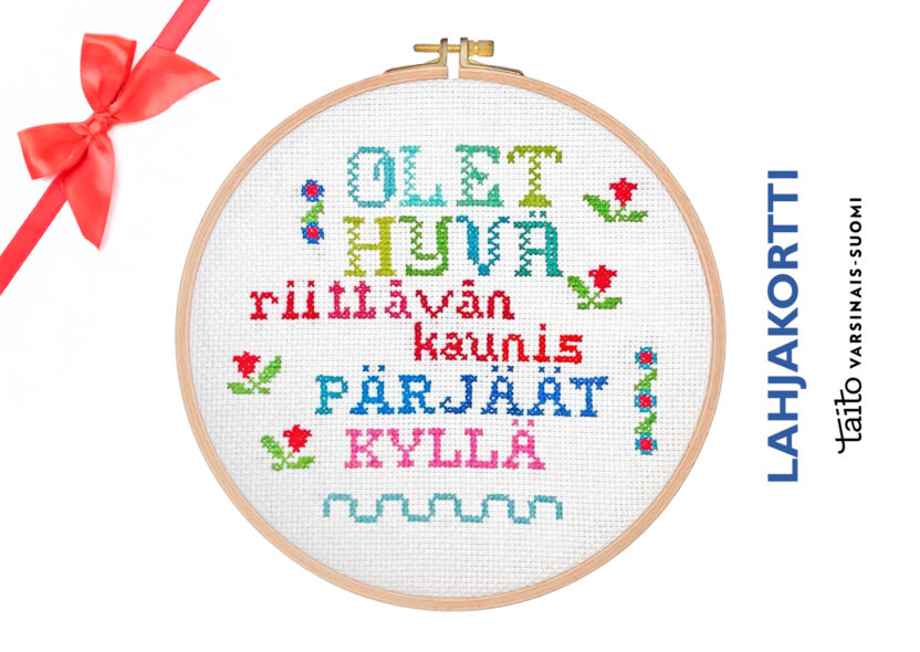 Kuvassa näkyy lahjakortti käsityökursseille.