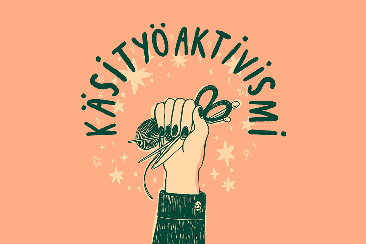 Käsityöaktivismi-näyttelyn logopiirros.