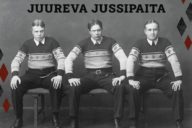 Vanha valokuva miehistä jussipaidoissa.