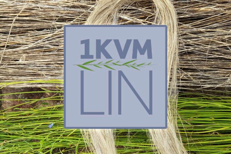 pellavakuituja ja Neliömetri pellavaa hankkeen logo