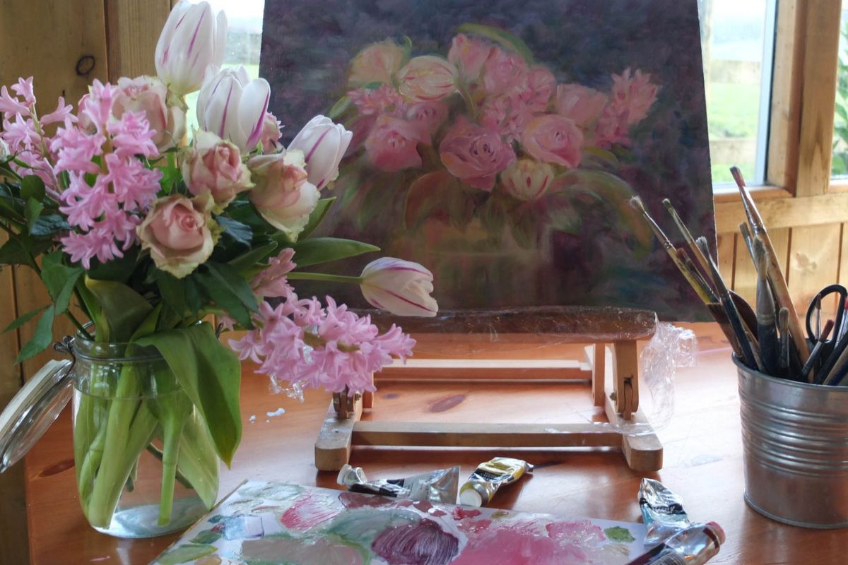 Kukkia ja maalausta