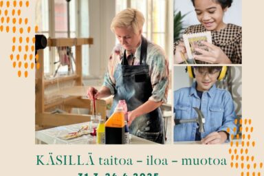 Oppilaita tekemässä käsitöitä