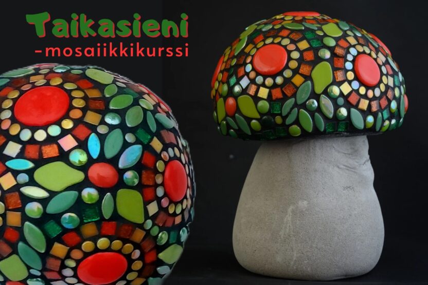 Värikäs betonista valettu sieni.