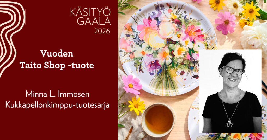 Kukkakuvioinen tarjotin Minna Immonen.