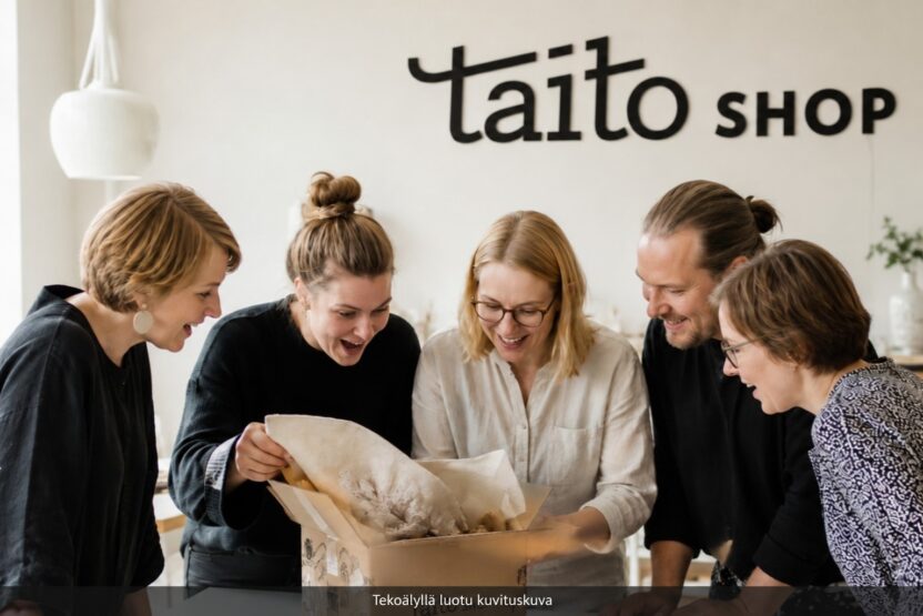 ryhma-avaa-mysteerilaatikkoa-taito-kasityokurssilla